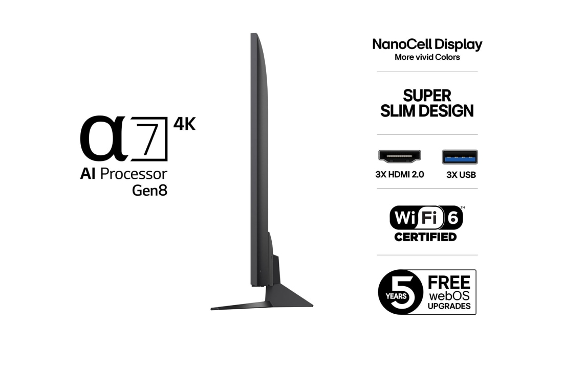 LG 55'' NanoCell AI NANO81 4K Smart TV 2025, 55NANO81A6A, thumbnail 3