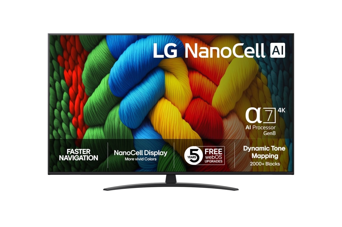 LG 50 tuuman LG NanoCell AI NANO81 <br>4K -älytelevisio 2025, 50NANO81A6A