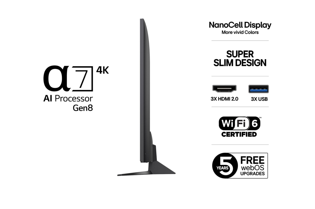 LG 50'' NanoCell AI NANO81 4K Smart TV 2025, 50NANO81A6A, thumbnail 3