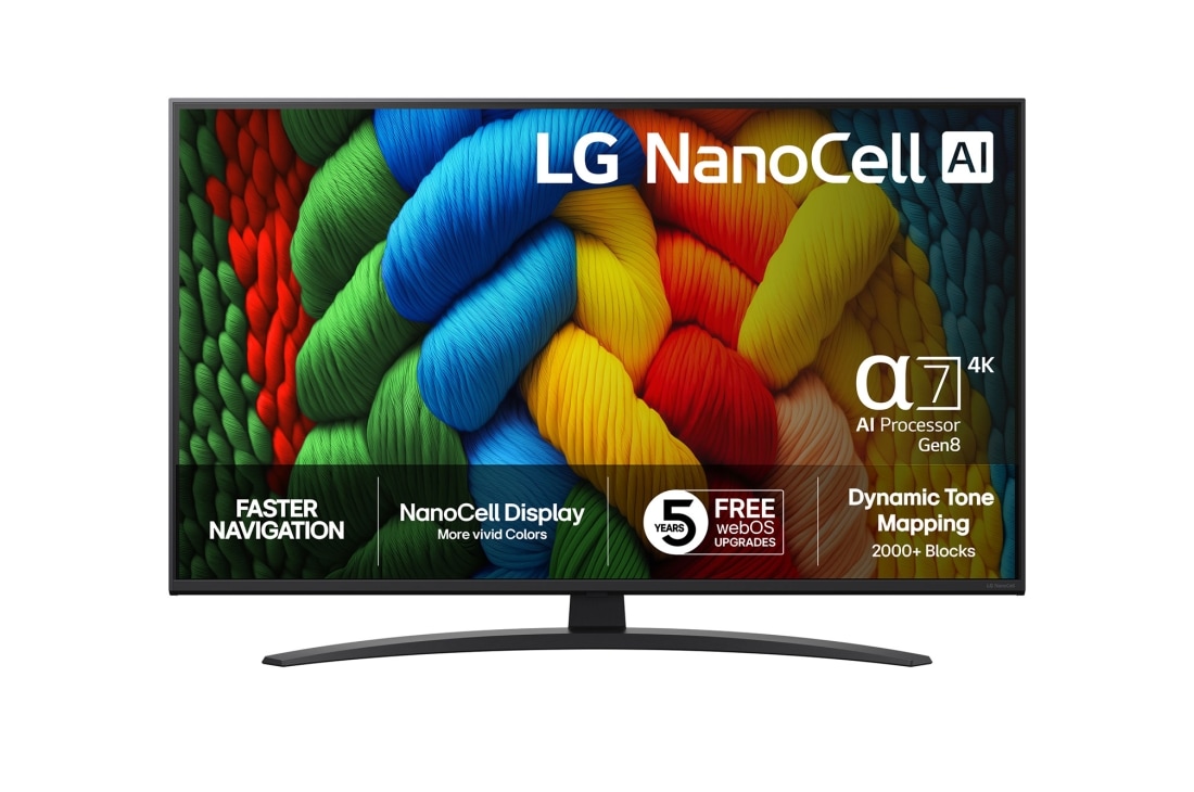 LG 43 tuuman LG NanoCell AI NANO81 <br>4K -älytelevisio 2025, 43NANO81A6A