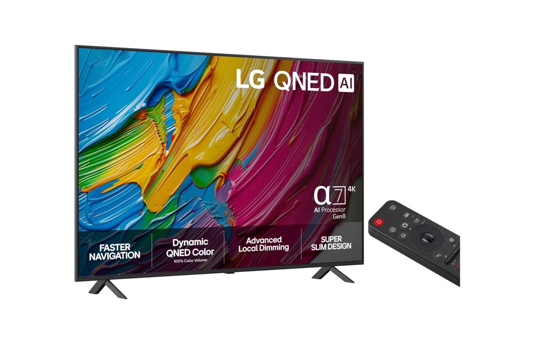 LG 65'' QNED AI QNED8E 4K Smart TV 2025, 65 tuuman LG QNED AI QNED8E 4K -älytelevisio 2025, 65QNED8EA6B, thumbnail 2