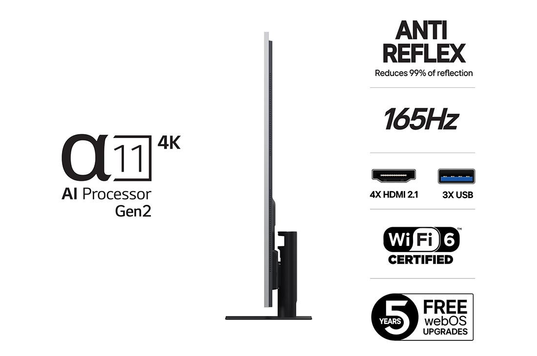 LG 55'' OLED evo AI G5 4K Smart TV 2025, Sivunäkymä, OLED55G56LS, thumbnail 3