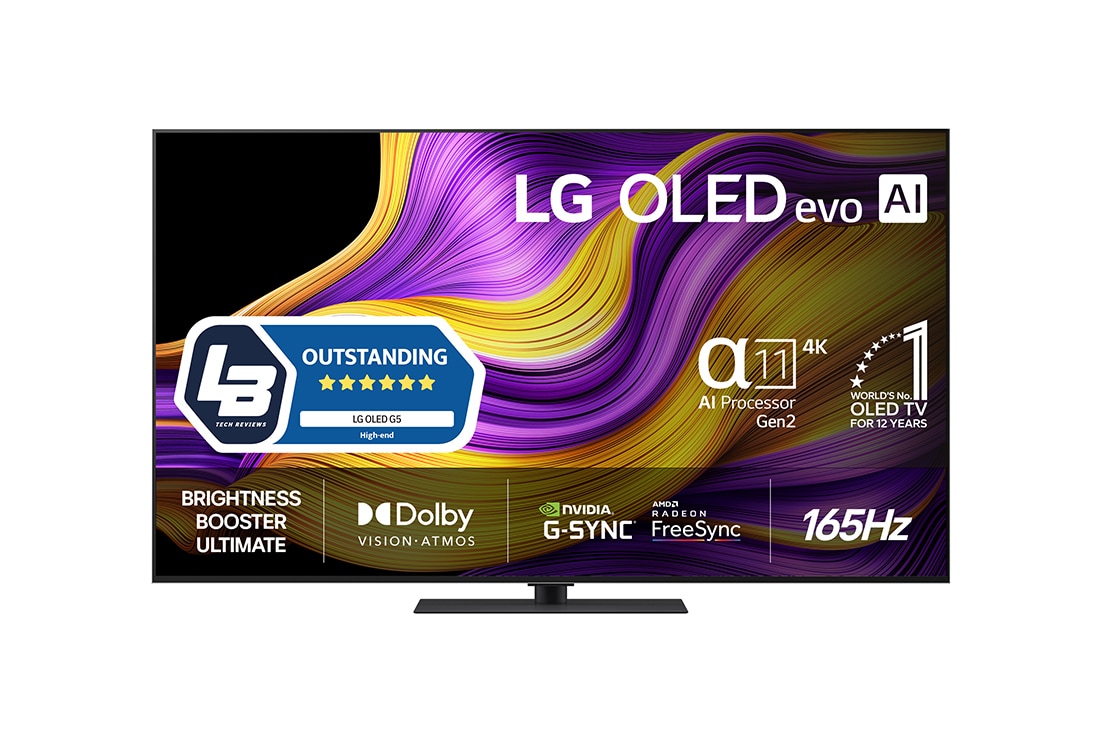 LG 65 tuuman LG OLED evo AI G5 4K -älytelevisio 2025, Etunäkymä, OLED65G56LS