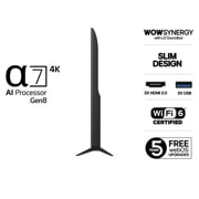 LG 65'' UHD AI UA75 4K Smart TV 2025, Side view, 65UA75006LA, thumbnail 3