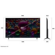 LG 65'' UHD AI UA75 4K Smart TV 2025, Dimension view, 65UA75006LA, thumbnail 4