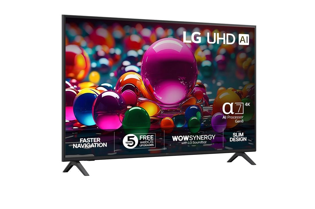 LG 55'' UHD AI UA75 4K Smart TV 2025, Right View, 55UA75006LA, thumbnail 2