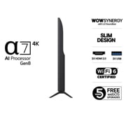 LG 55'' UHD AI UA75 4K Smart TV 2025, Side view, 55UA75006LA, thumbnail 3