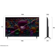 LG 55'' UHD AI UA75 4K Smart TV 2025, Dimension view, 55UA75006LA, thumbnail 4