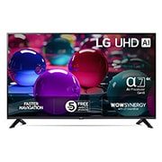 LG 50'' UHD AI UA73 4K Smart TV 2025, Edestä otettu kuva UHD UA73 TV -televisiosta, LG UHD Al -logo yläkulmassa. LG UHD TV -televisiossa näkyy värikkäitä maalikuvioita., 50UA73006LA, thumbnail 1