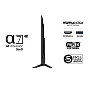 LG 50'' UHD AI UA73 4K Smart TV 2025, Vasemmalta otettu sivukuva LG UHD UA73 TV -televisiosta., 50UA73006LA, thumbnail 3