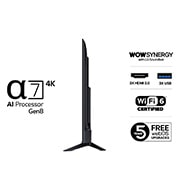 LG 43'' UHD AI UA73 4K Smart TV 2025, Vasemmalta otettu sivukuva LG UHD UA73 TV -televisiosta., 43UA73006LA, thumbnail 3