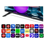 LG 43'' UHD AI UA73 4K Smart TV 2025, Tekoälyprosessori alpha 7 AI Processor Gen8 loistaa keltaisena, ja siitä lähtee värikkäitä valopalloja. Otsikossa lukee, kuinka prosessori tuottaa 4K-laatua, upeita värejä ja kirkkautta., 43UA73006LA, thumbnail 5