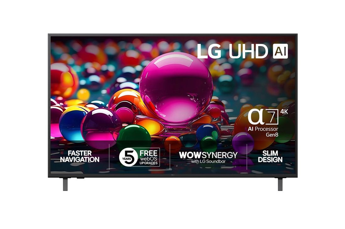 LG 50 tuuman LG UHD AI UA75 4K Smart TV 2025, Front view, 50UA75006LA