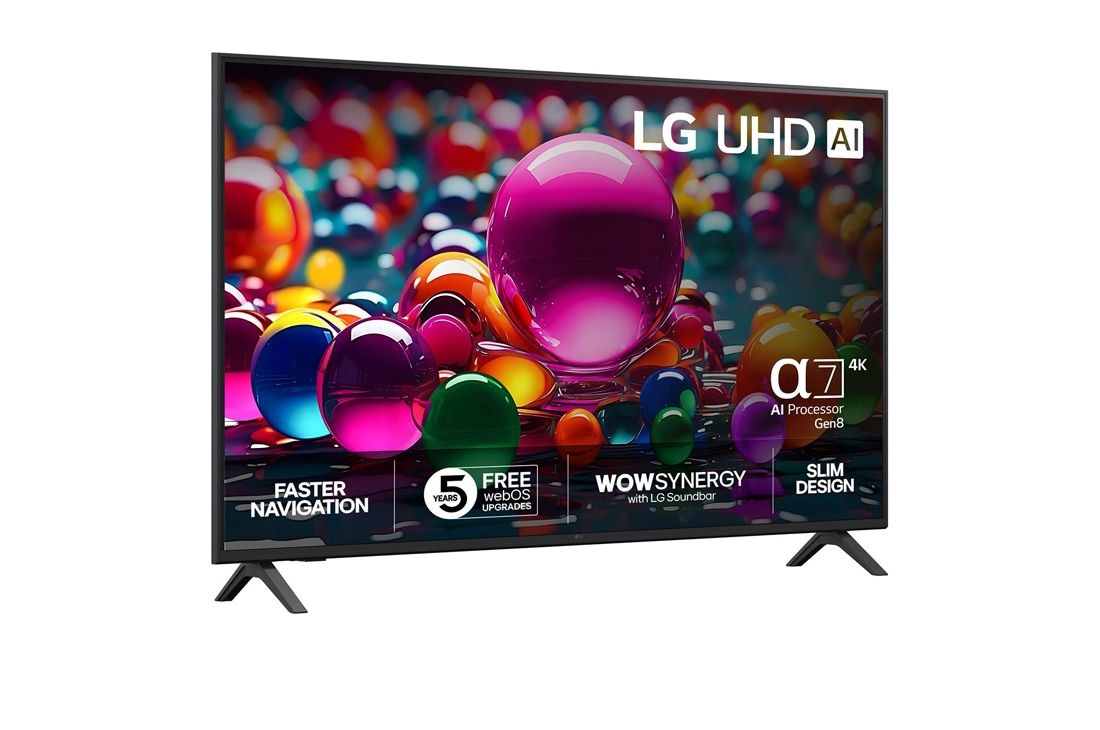 LG 50'' UHD AI UA75 4K Smart TV 2025, Right View, 50UA75006LA, thumbnail 2