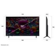 LG 50'' UHD AI UA75 4K Smart TV 2025, Dimension view, 50UA75006LA, thumbnail 4