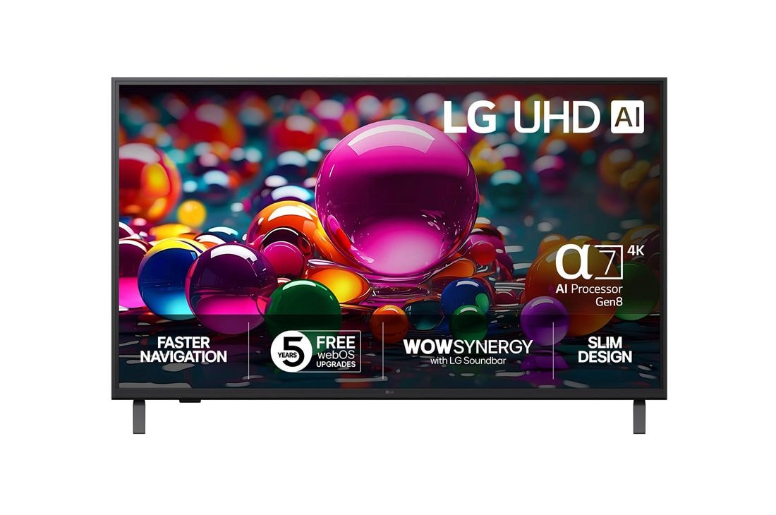 LG 43 tuuman LG UHD AI UA75 4K Smart TV 2025, Front view, 43UA75006LA