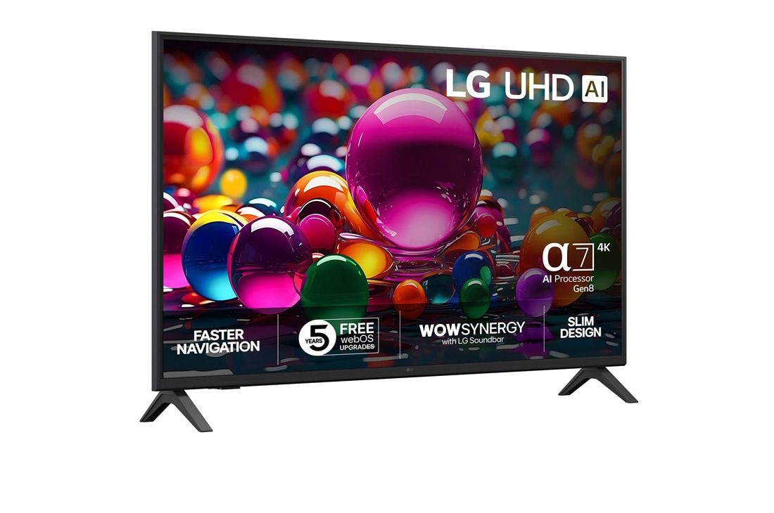 LG 43'' UHD AI UA75 4K Smart TV 2025, Right View, 43UA75006LA, thumbnail 2