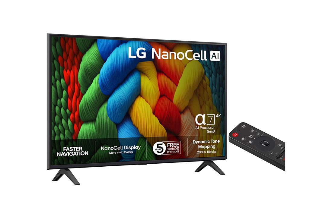 LG 43'' NanoCell AI NANO80 4K Smart TV 2025, right, 43NANO80A6B, thumbnail 2