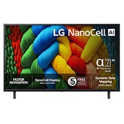 LG 43'' NanoCell AI NANO80 4K Smart TV 2025, front, 43NANO80A6B, thumbnail 1