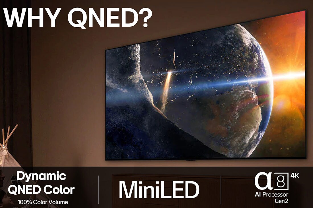 LG 75''  QNED AI QNED82 4K Smart TV 2025, 75 tuuman LG QNED AI QNED82 4K -älytelevisio 2025, 75QNED82A6B, thumbnail 9