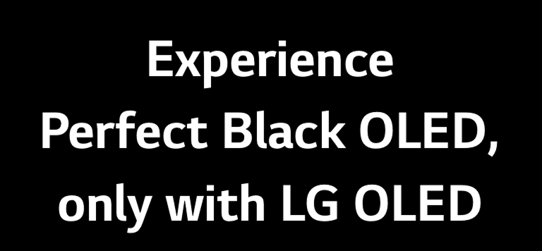 Otsikossa lukee Koe Perfect Black -OLED – vain LG OLEDissa.