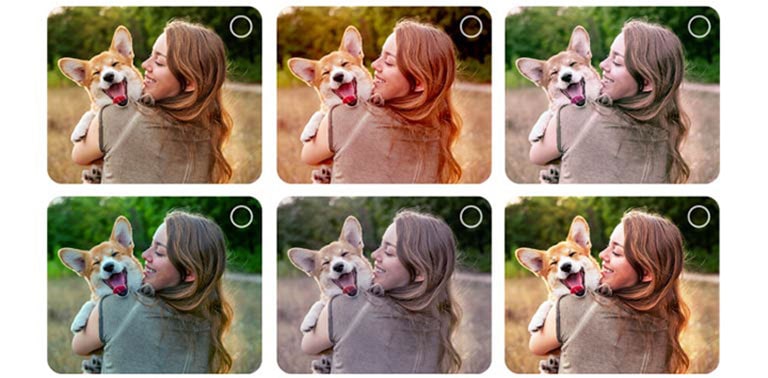 Näyttö, jonka käyttäjä käy läpi yksilöllisen kuvan luontiprosessia AI Picture Wizard -ominaisuudella. Kuvia, joiden joukossa korostuvat käyttäjän valinnat. Latauskuvake ilmestyy, ja maisemakuvaa parannetaan vasemmalta oikealle. 