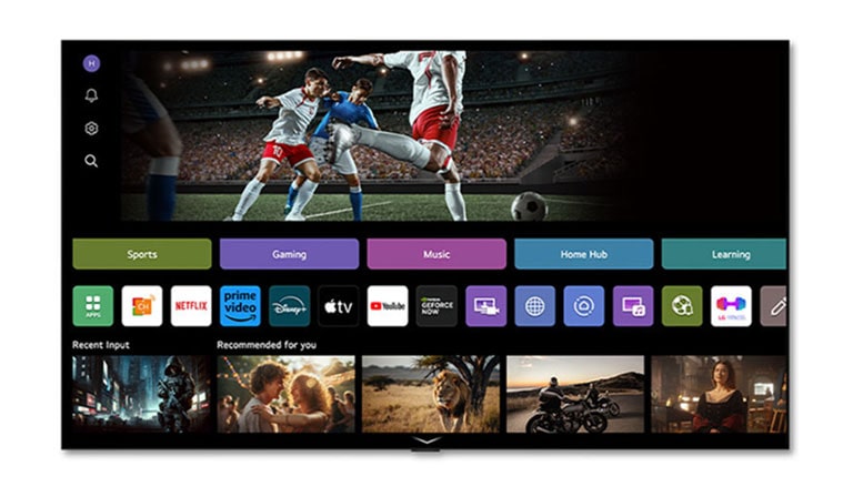 LG Channels -aloitusnäytöllä näkyy monenlaista LG TV:llä saatavilla olevaa sisältöä. 