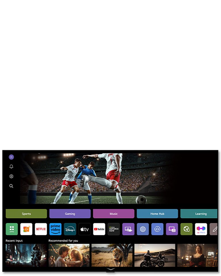 LG Channels -aloitusnäytöllä näkyy monenlaista LG TV:llä saatavilla olevaa sisältöä. 