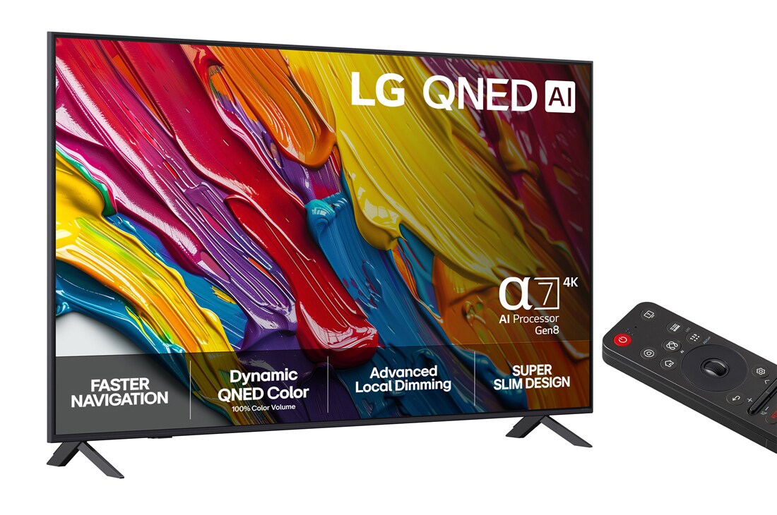 LG 65''  QNED AI QNED82 4K Smart TV 2025, 65 tuuman LG QNED AI QNED82 4K -älytelevisio 2025, 65QNED82A6B, thumbnail 2