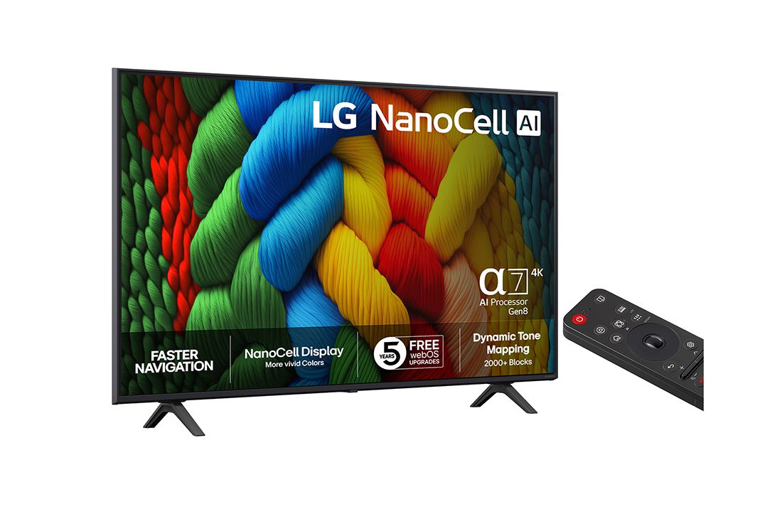 LG 55'' NanoCell AI NANO80 4K Smart TV 2025, right, 55NANO80A6B, thumbnail 2