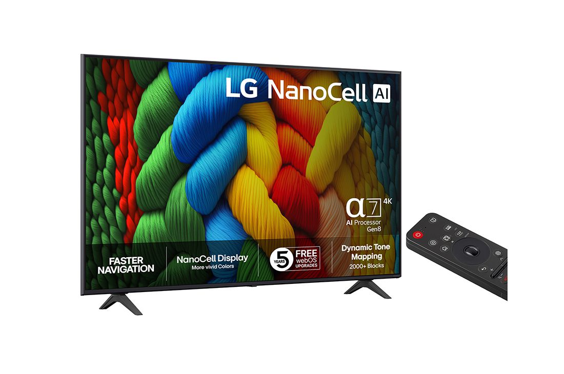 LG 65'' NanoCell AI NANO80 4K Smart TV 2025, right, 65NANO80A6B, thumbnail 2