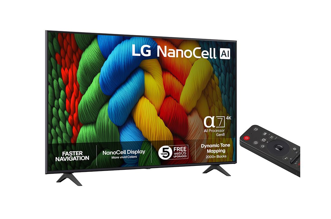 LG 75'' NanoCell AI NANO80 4K Smart TV 2025, right, 75NANO80A6B, thumbnail 2