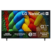 LG 75'' NanoCell AI NANO80 4K Smart TV 2025, front, 75NANO80A6B, thumbnail 1