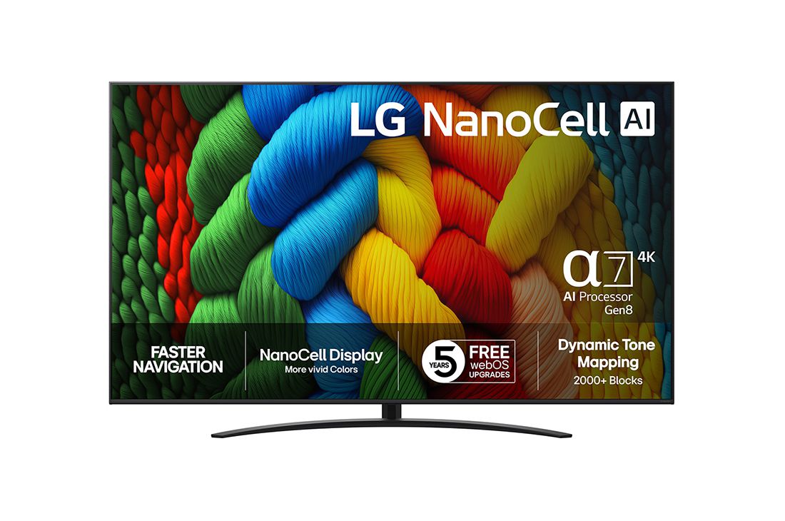 LG 86 tuuman LG NanoCell AI NANO81 <br>4K -älytelevisio 2025, 86 tuuman LG NanoCell AI NANO81 4K -älytelevisio 2025, 86NANO81A6A