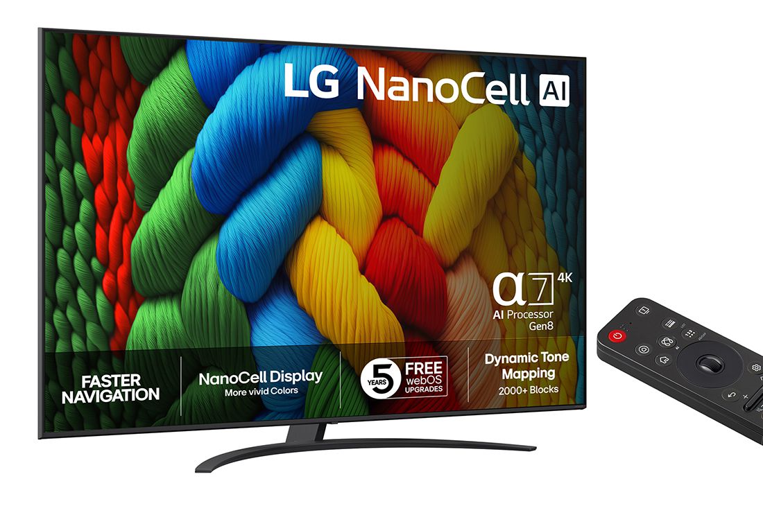 LG 86'' NanoCell AI NANO81 4K Smart TV 2025, 86 tuuman LG NanoCell AI NANO81 4K -älytelevisio 2025, 86NANO81A6A, thumbnail 2