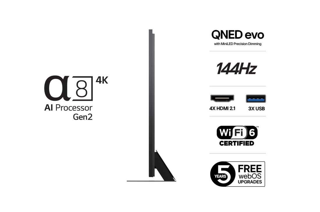 LG 100'' QNED MiniLED AI QNED86 4K Smart TV 2025, 100 tuuman LG QNED evo AI QNED86 MiniLED 4K -älytelevisio 2025, 100QNED86A6, thumbnail 3