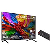 LG 65'' QNED evo MiniLED AI QNED92 4K Smart TV 2025, Edestä otettu kuva LG QNED evo QNED92 TV -televisiosta, LG QNED evo Al Logo yläkulmassa. LG QNED evo QNED92 -televisiossa näkyy värikkäitä maalikuvioita., 65QNED92A6A, thumbnail 2