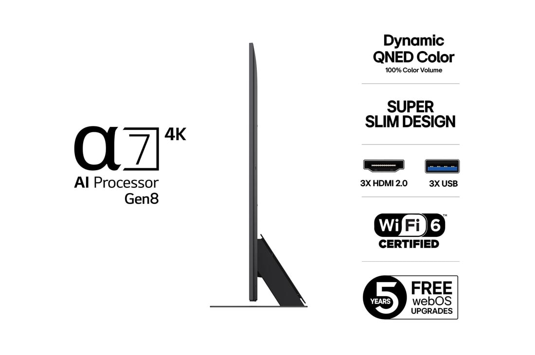 LG 65'' QNED AI QNED81 4K Smart TV 2025, 65 tuuman LG QNED AI QNED82 4K -älytelevisio 2025, 65QNED81A6A, thumbnail 3