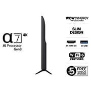LG 55'' UHD AI UA74 4K Smart TV 2025, Side view, 55UA74006LB, thumbnail 3
