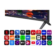 LG 55'' UHD AI UA74 4K Smart TV 2025, Close up bottm left, 55UA74006LB, thumbnail 4