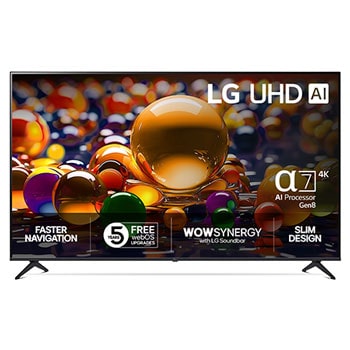 LG 75'' UHD AI UA74 4K Smart TV 2025, Front view, 75UA74006LB, thumbnail 1