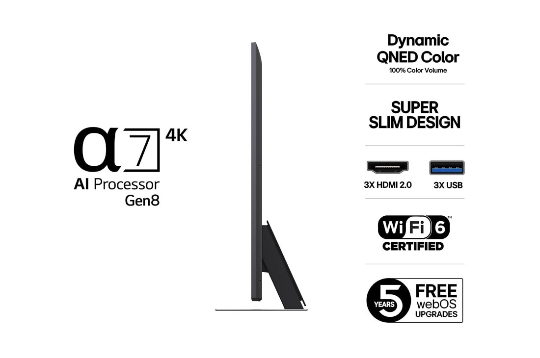 LG 55'' QNED AI QNED81 4K Smart TV 2025, 65 tuuman LG QNED AI QNED82 4K -älytelevisio 2025, 55QNED81A6A, thumbnail 3