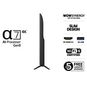 LG 50'' UHD AI UA74 4K Smart TV 2025, Side view, 50UA74006LB, thumbnail 3