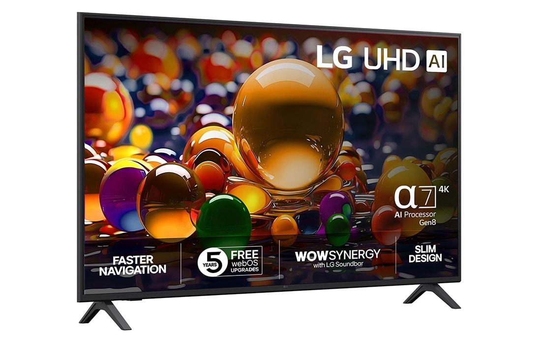 LG 50'' UHD AI UA74 4K Smart TV 2025, Right View, 50UA74006LB, thumbnail 2
