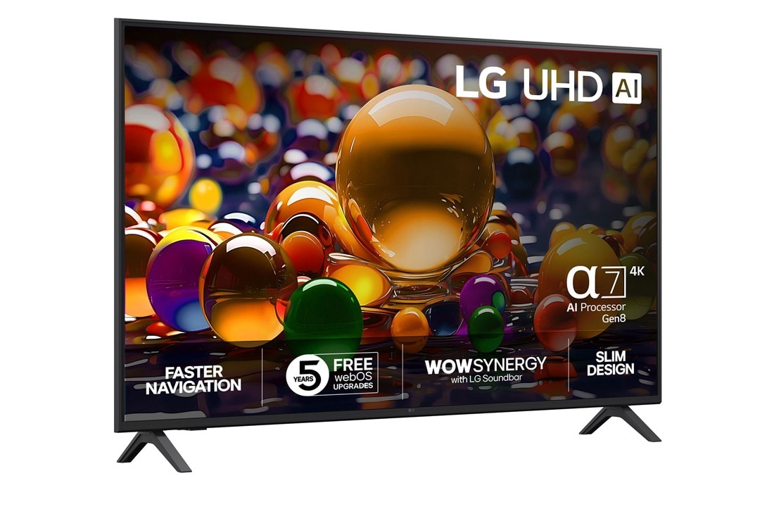 LG 65'' UHD AI UA74 4K Smart TV 2025, Right View, 65UA74006LB, thumbnail 2