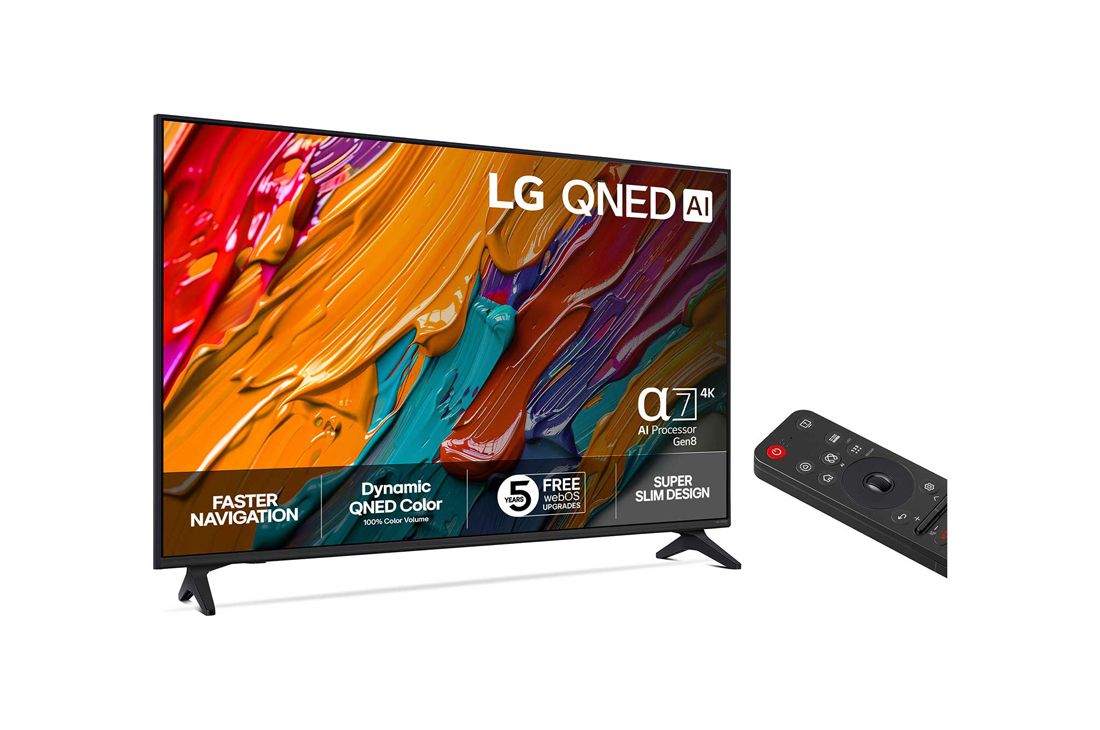 LG 50'' QNED AI QNED7E 4K Smart TV 2025, 50 tuuman LG QNED AI QNED7E 4K -älytelevisio 2025, 50QNED7EA6B, thumbnail 2