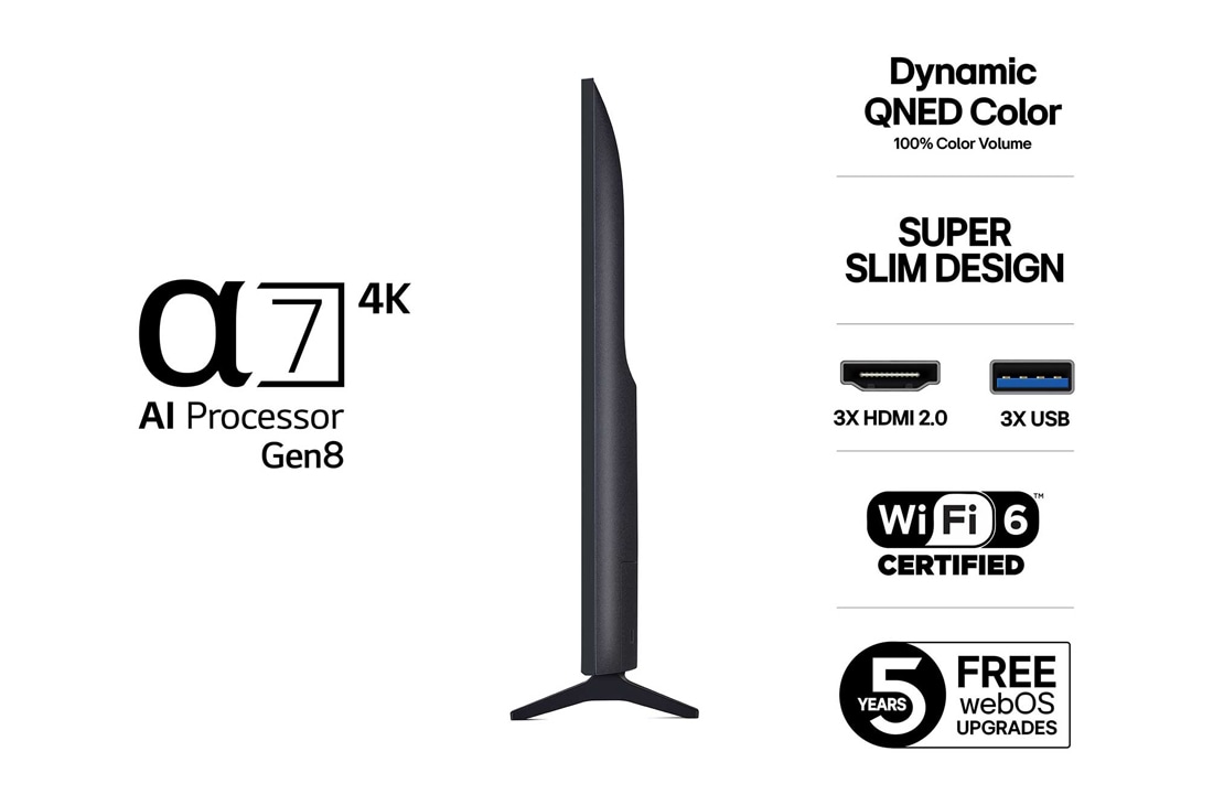 LG 50'' QNED AI QNED7E 4K Smart TV 2025, 50 tuuman LG QNED AI QNED7E 4K -älytelevisio 2025, 50QNED7EA6B, thumbnail 3