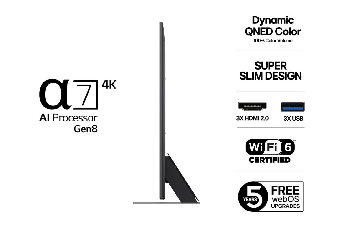 LG 86'' QNED AI QNED81 4K Smart TV 2025, 86 tuuman LG QNED AI QNED81 4K -älytelevisio 2025, 86QNED81A6A, thumbnail 3
