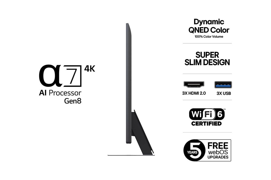 LG 50'' QNED AI QNED81 4K Smart TV 2025, 50 tuuman LG QNED AI QNED81 4K -älytelevisio 2025, 50QNED81A6A, thumbnail 3