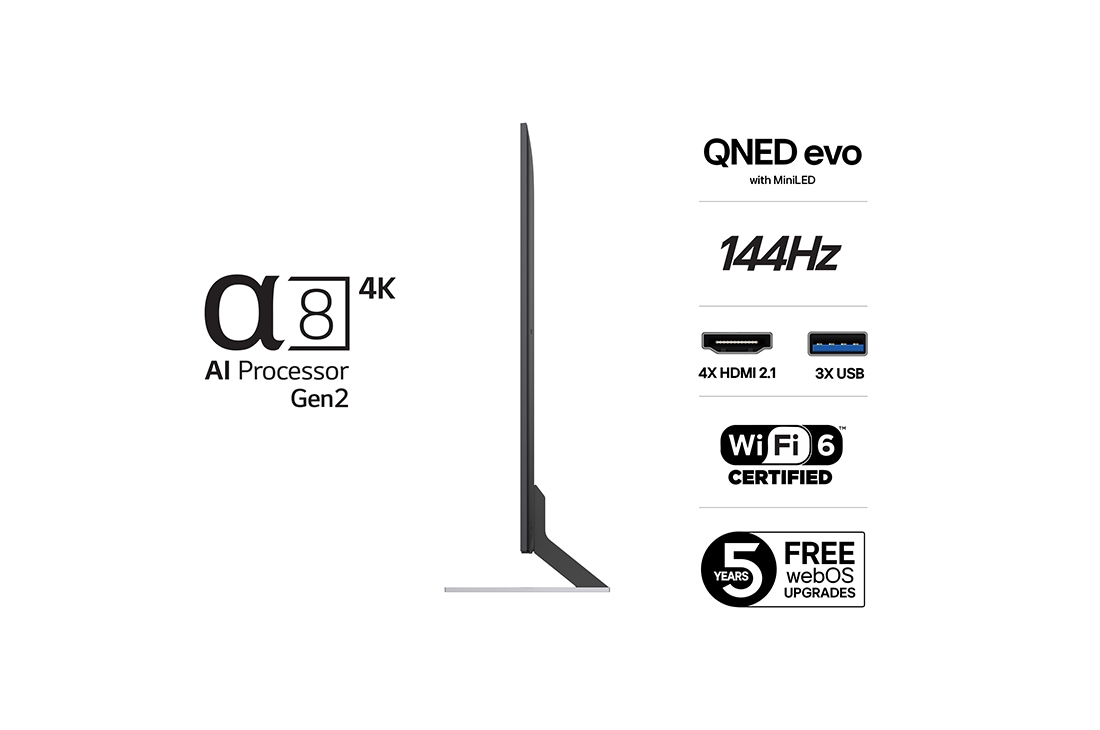 LG 86'' QNED evo MiniLED AI QNED85 4K Smart TV 2025, 50 tuuman LG QNED evo AI QNED85 MiniLED 4K -älytelevisio 2025, 86QNED85A6C, thumbnail 3